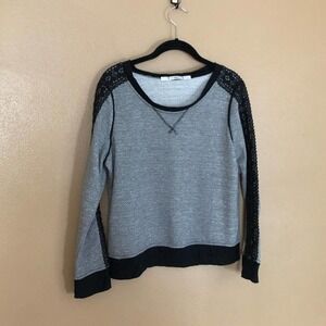 Gibson Grey and Black Lace Long Sleeve Top Size S